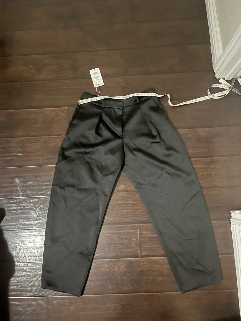 Zara Black High-Waist Pleated Trousers